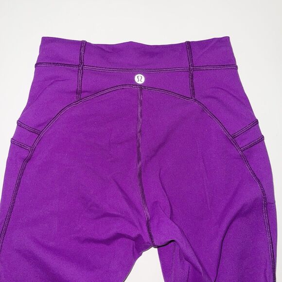 Lululemon Free To Flow Leggings Size 4 Purple Cross Over Waist Full Length - Picture 11 of 13